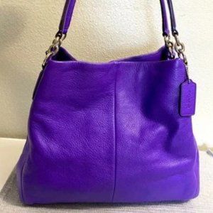 Vintage COACH Madison Phoebe Tumbled Purple Leather  Shoulder Bag